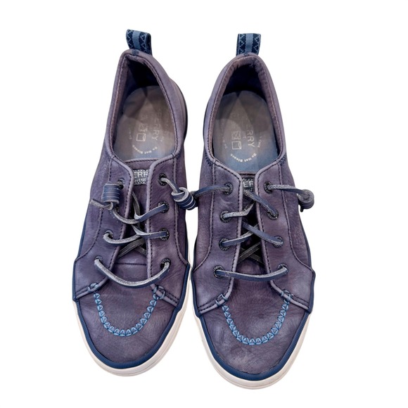 Sperry Shoes - Sperry Crest Vibe Navy Leather Slip On Sneakers STS88485 Womens 8